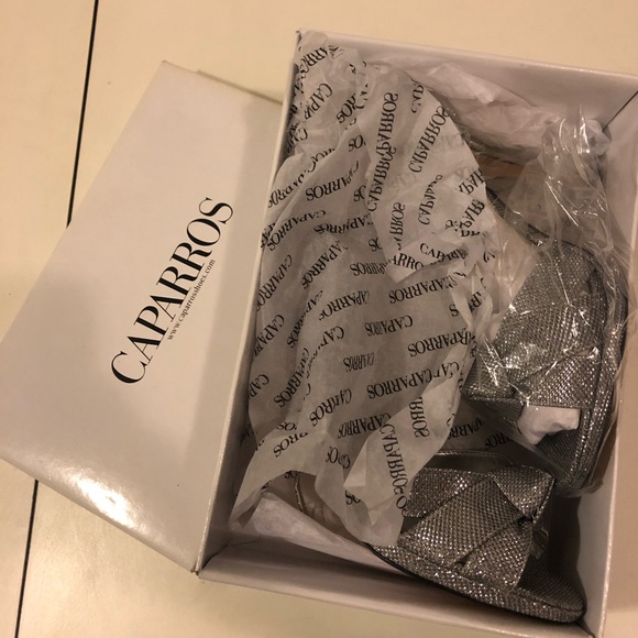 "Radiant" Metallic Silver Evening Sandals - Picture 6 of 6